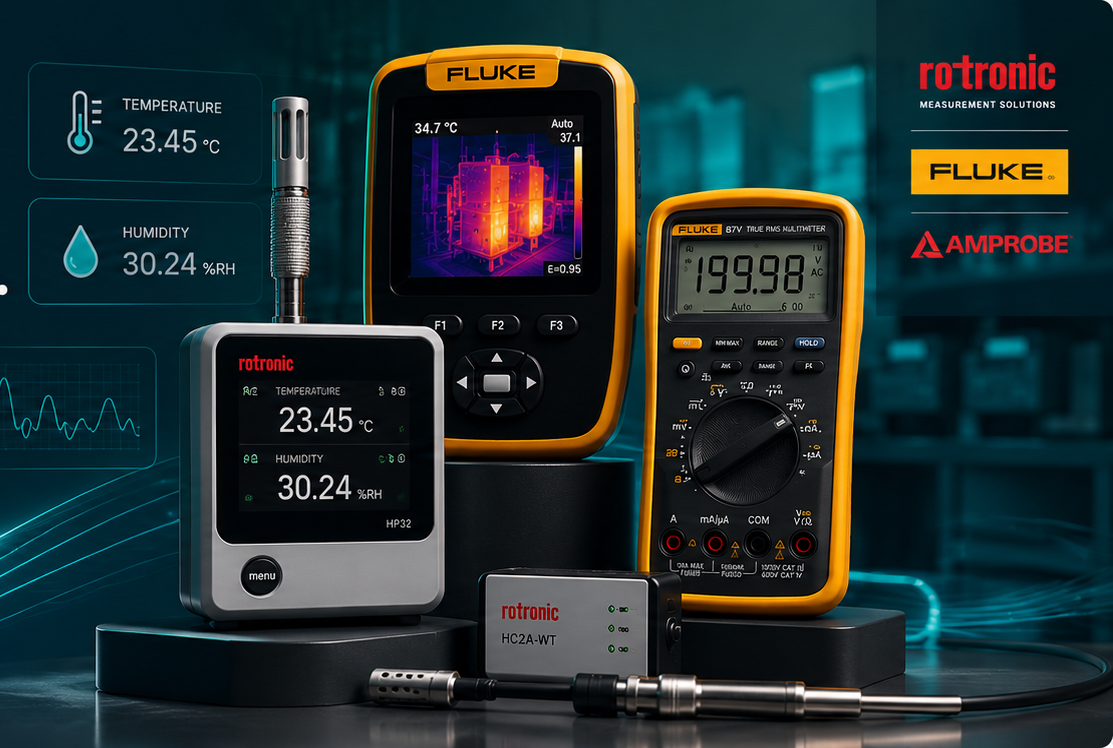 Genuine Rotronic HP32 humidity meter, Fluke thermal imaging camera and Fluke 87V True-RMS multimeter — authorized test & measurement instruments in Singapore